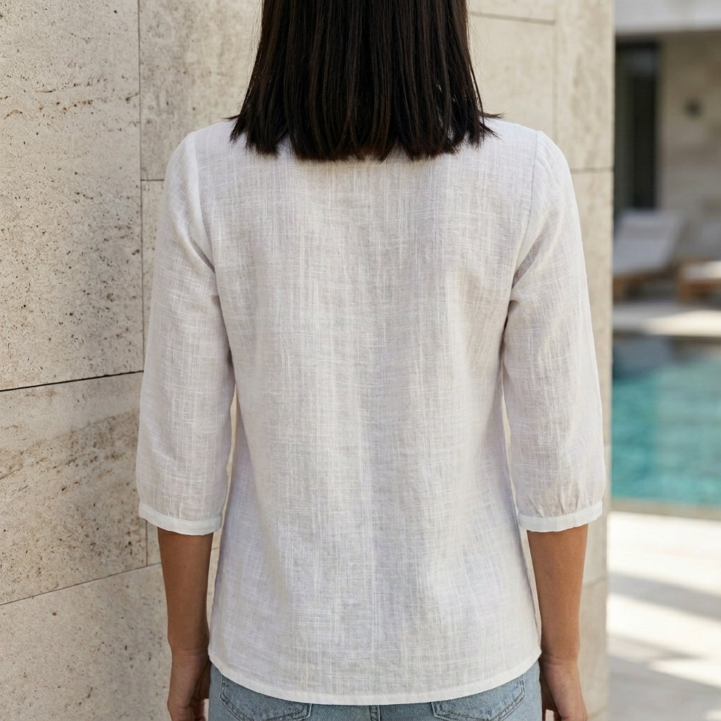Lace Trim Square Neck Relaxed Blouse