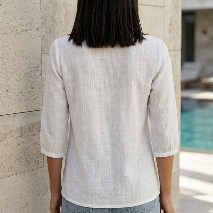 Lace Trim Square Neck Relaxed Blouse