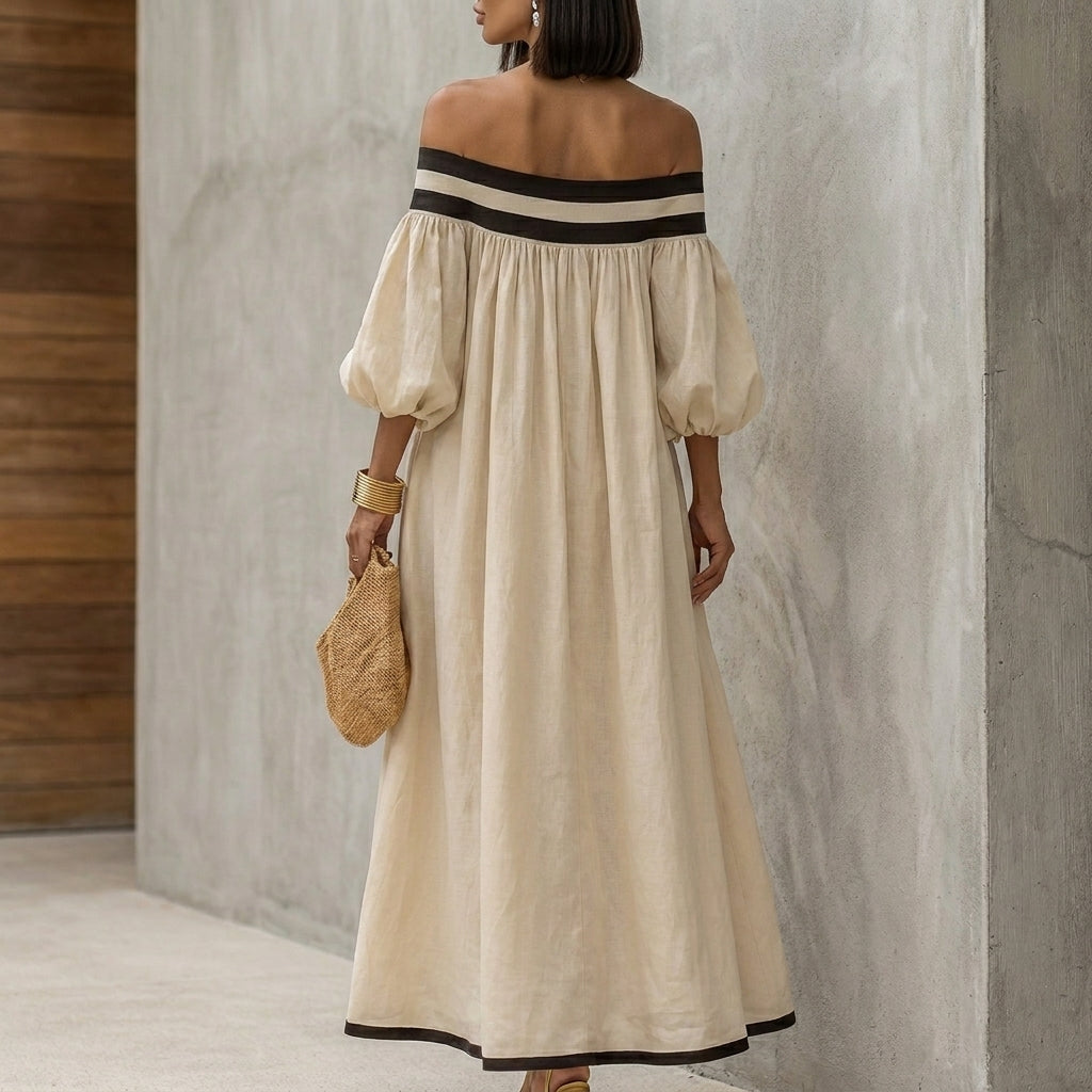 Bohemian Off-Shoulder Maxi Dress with Flowing Resort Silhouette