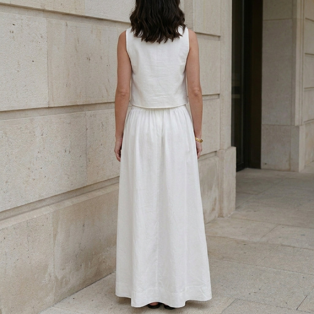 Elegant Sleeveless Crop Top and Maxi Skirt Set