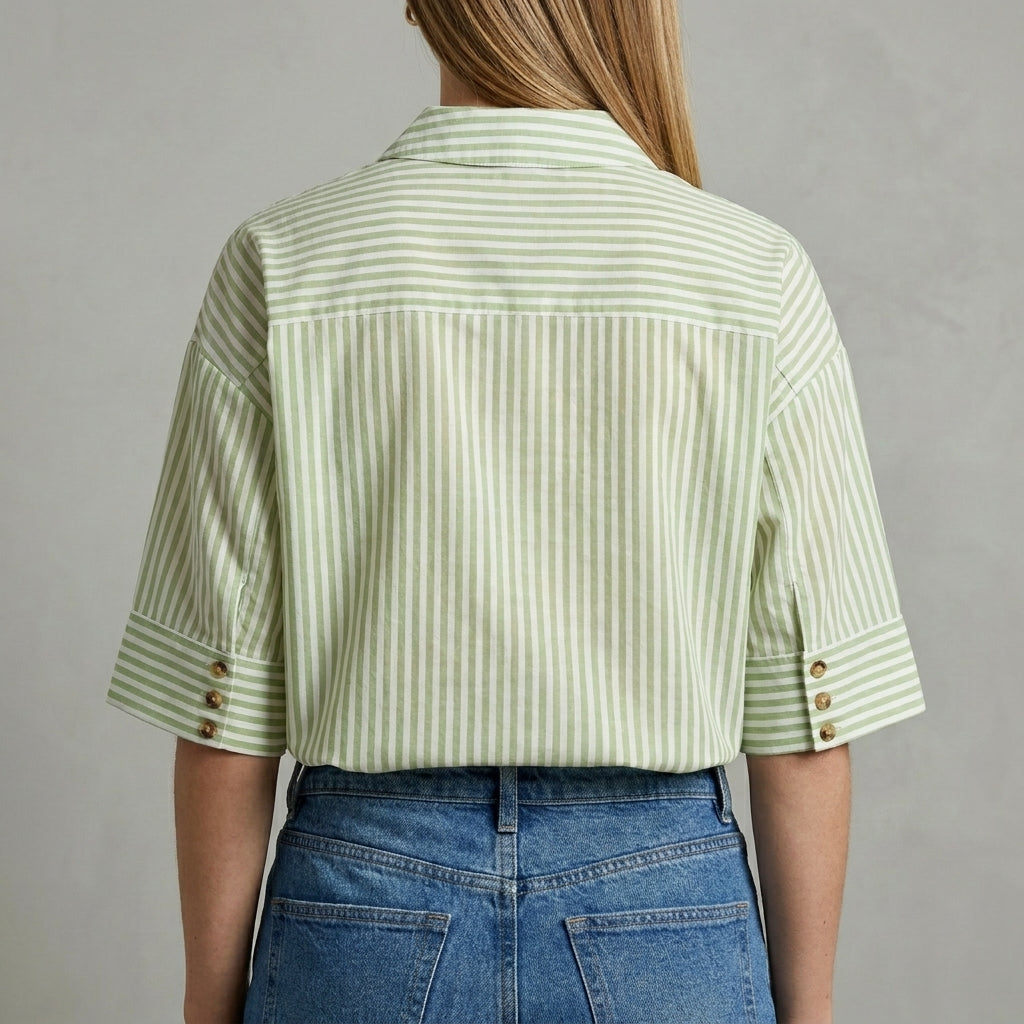 Coastal Grove Striped Relaxed Tunic Blouse