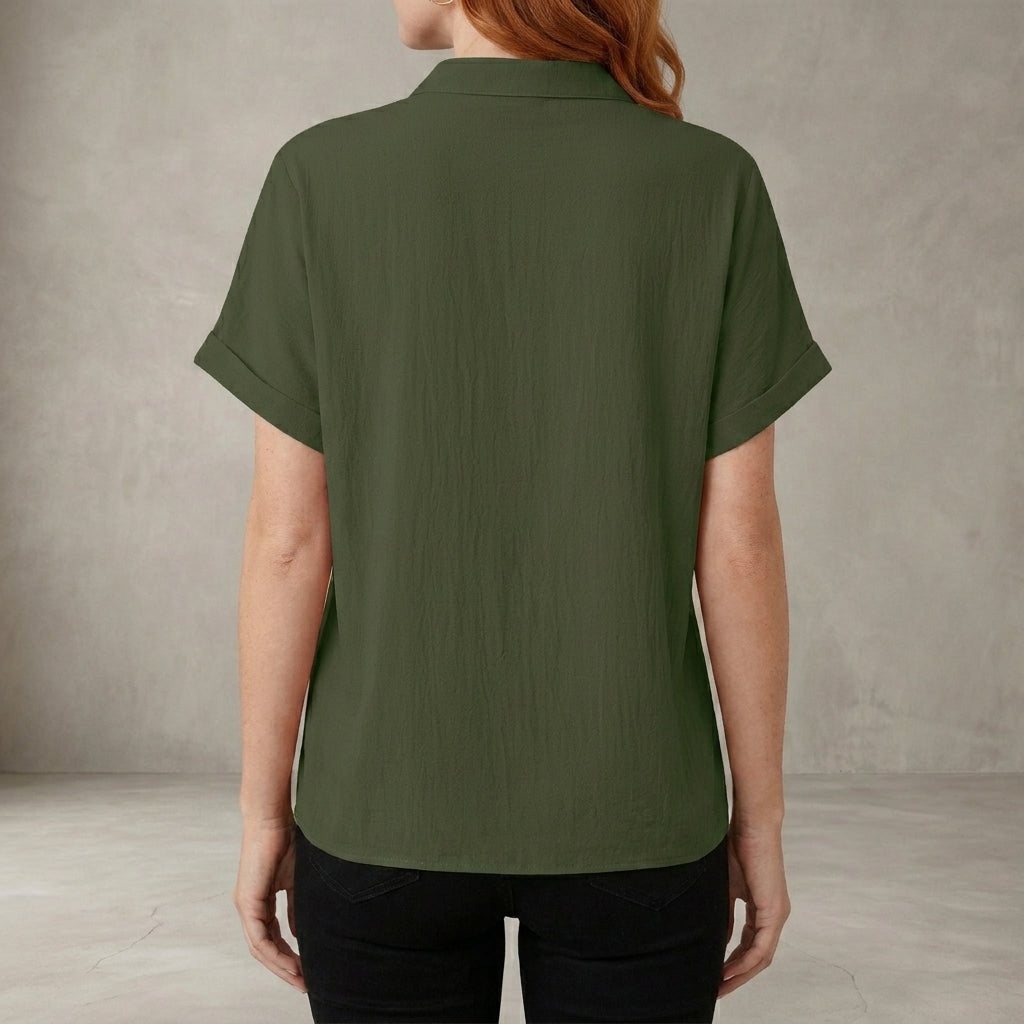 Willow Grace Ruffle Trim Tie-Front Blouse