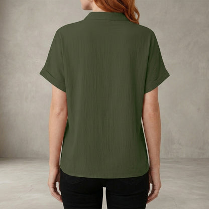 Willow Grace Ruffle Trim Tie-Front Blouse