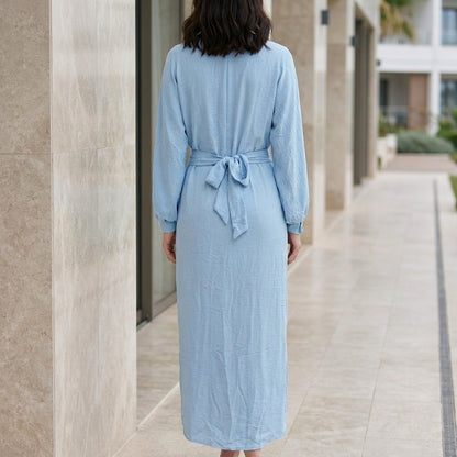 Elegant Draped Wrap Maxi Dress with Twist Waist Detail