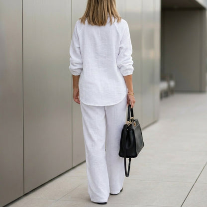 Oversized Two-Piece Crinkle-Texture Suit with Relaxed Silhouette and Drawstring Waist