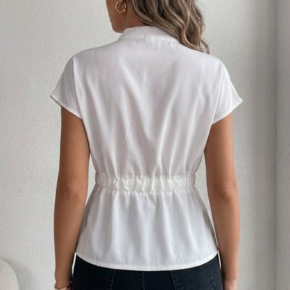 Tie Waist Button Front Blouse for Effortless Chic