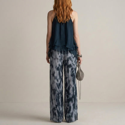 Midnight Mist Halter Blouse and Flowing Pant Set