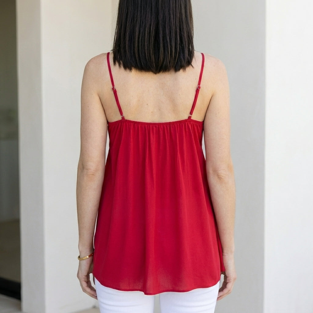 Romantic Lace Trim Babydoll Cami Top for Women