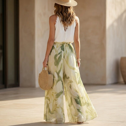 Seaside Halter Top and Flowing Palazzo Pants Resort Set