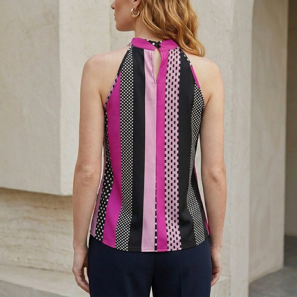 Modern Mosaic Halter Neck Statement Blouse