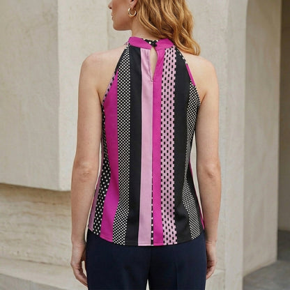 Modern Mosaic Halter Neck Statement Blouse