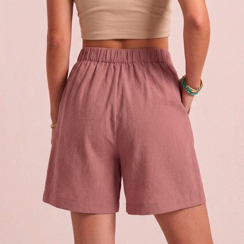 Relaxed Paperbag Waist Shorts with Tailored Side Pockets