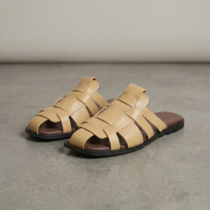 Woven Flat Slide Sandals with Minimalist Coastal Summer Elegance
