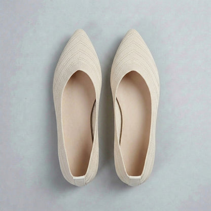 Textured Chevron Knit Pointed Toe Slip-On Flats for Refined Everyday Elegance