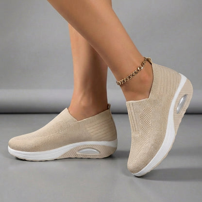 Ella Knit Mesh Orthopedic Slip-On Shoes with Ribbed Ankle Cuff