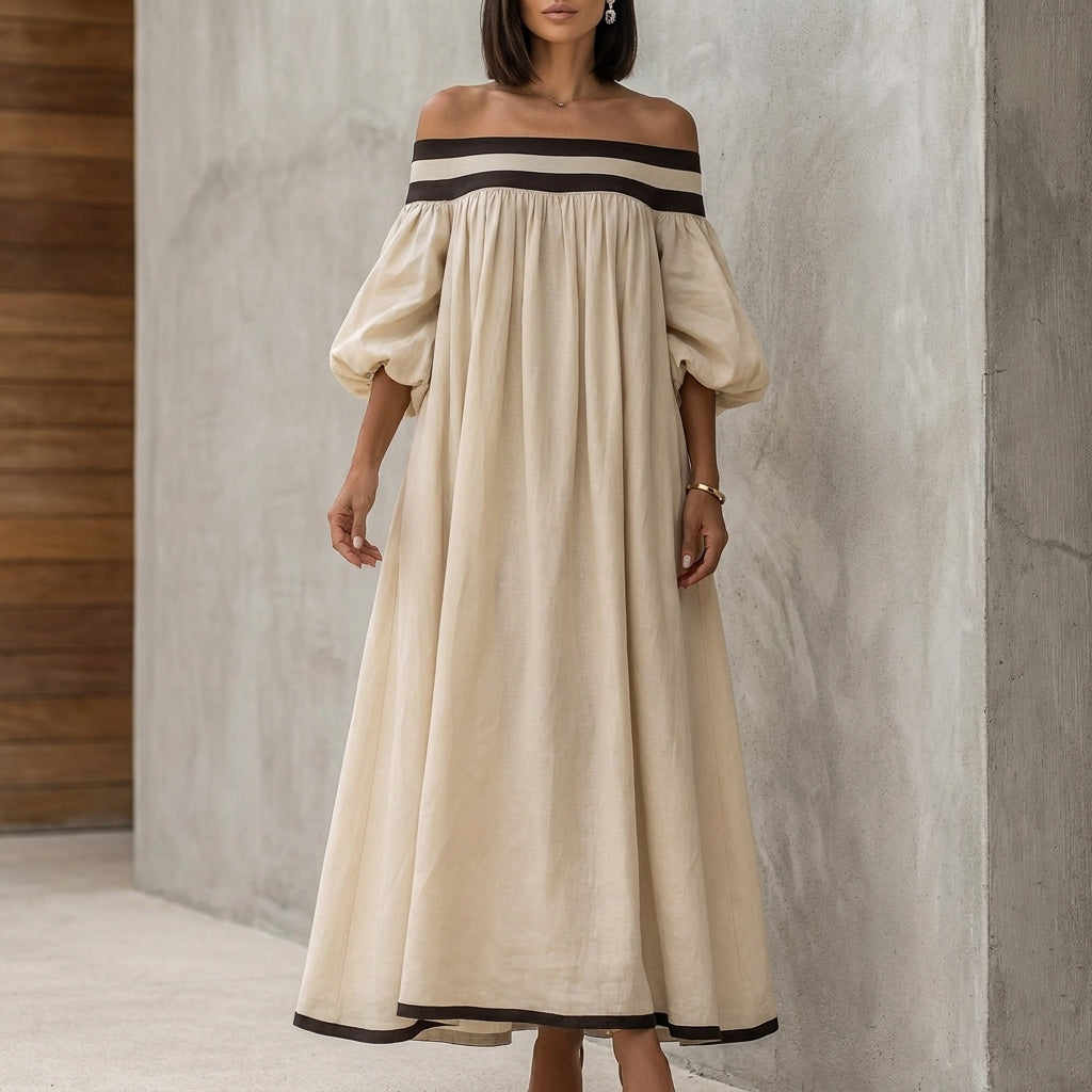 Bohemian Off-Shoulder Maxi Dress with Flowing Resort Silhouette