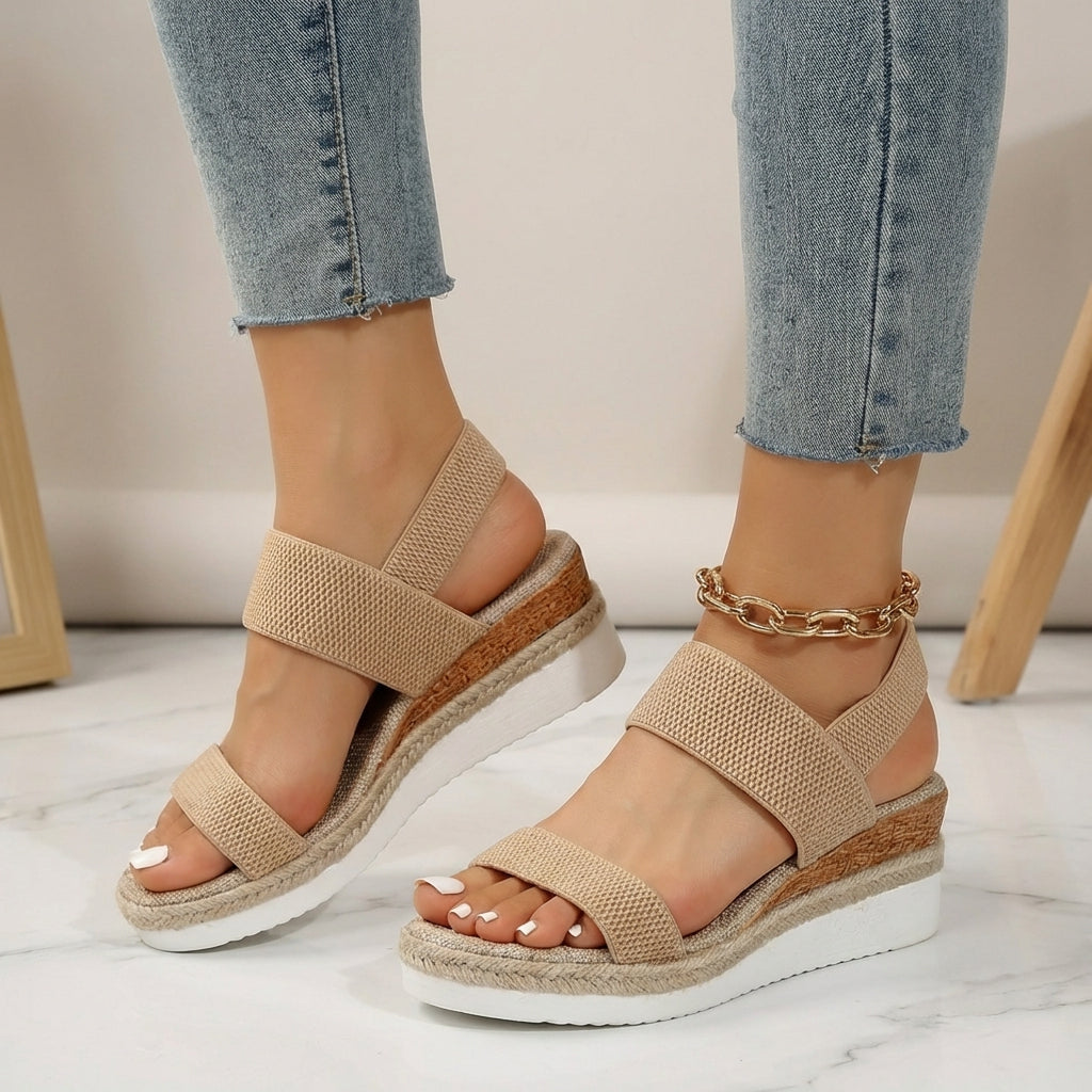 Espadrille Platform Orthopedic Sandals with Elastic Straps