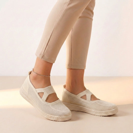 Women’s Breathable Knit Slip-On Sneakers with Cushioned Platform