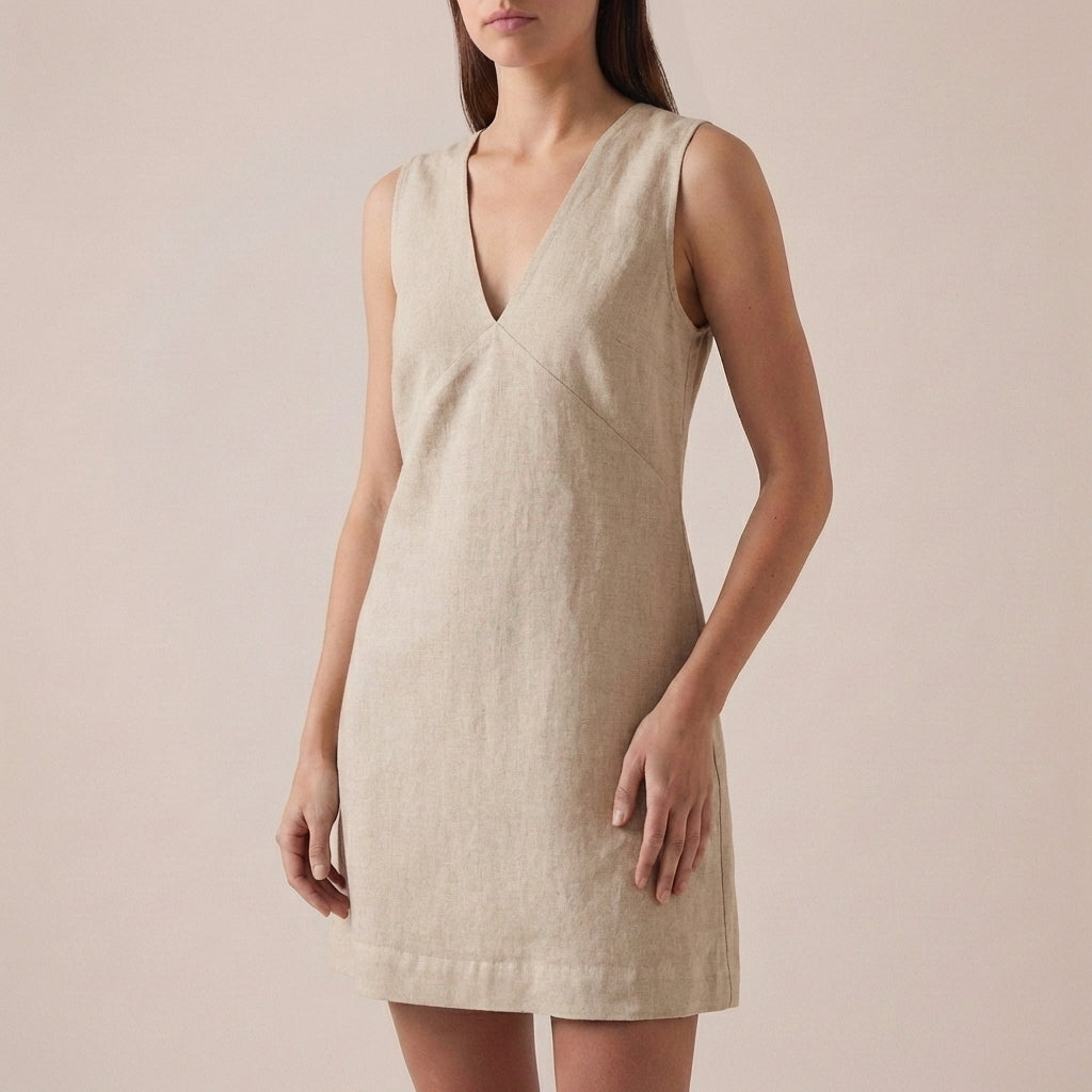 Effortless A-Line Mini Dress with V-Neck