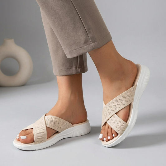 Cushioned Criss-Cross Knit Slide Orthopedic Sandals