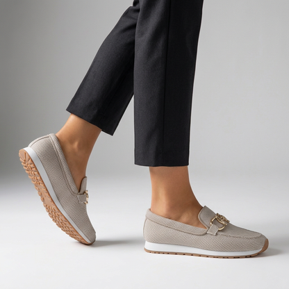 Relaxed Knit Loafers with Gold-Tone Bit and Elevated Platform Sole
