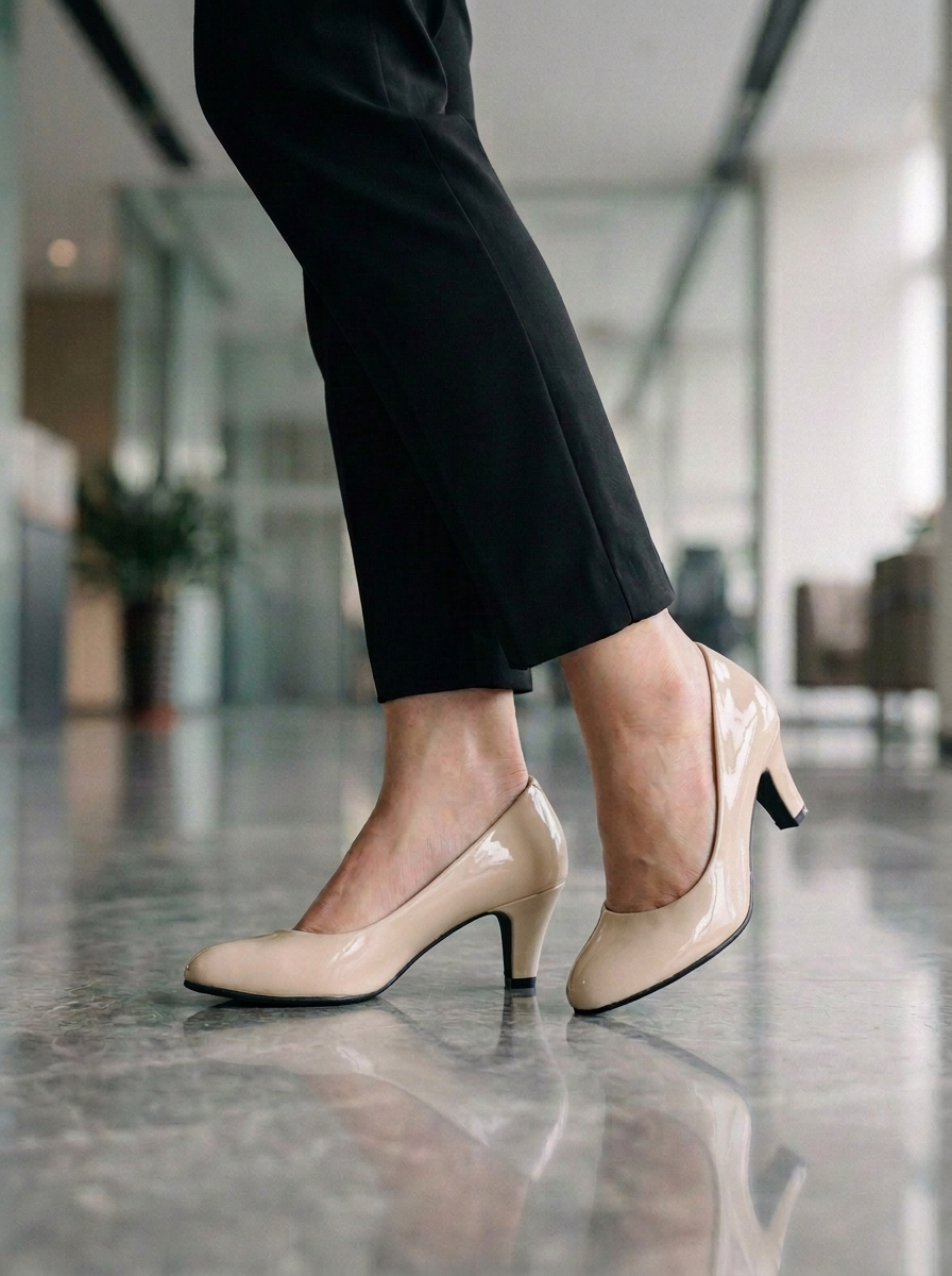 Elegant Glossy Medium Heel Pumps for Sophisticated Occasions