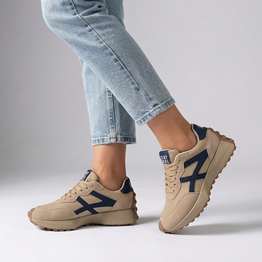 Modern Lace-Up Chunky Sole Sneakers with Bold Graphic Detail