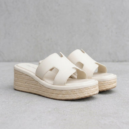 Wedge Slide Sandals with Cutout Strap and Open-Toe Design
