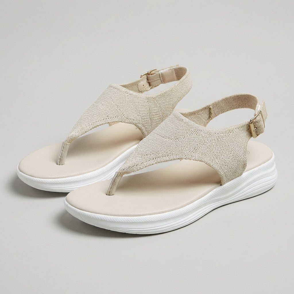 Knit Slingback Platform Sport Sandals with Adjustable Buckle Closure