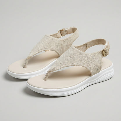 Knit Slingback Platform Sport Sandals with Adjustable Buckle Closure