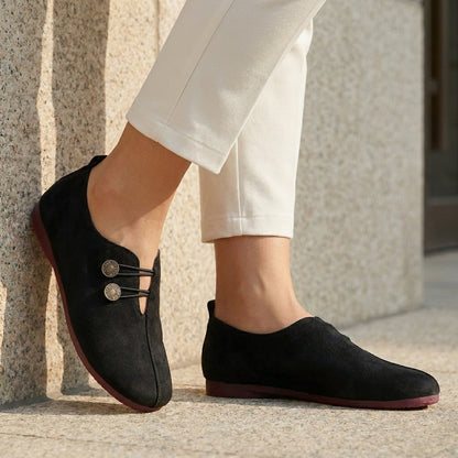 Marina Vintage Button Accent Comfort Flats
