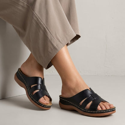 Arch Support Slide Sandals with Sculpted Wedge Sole for Daily Wear
