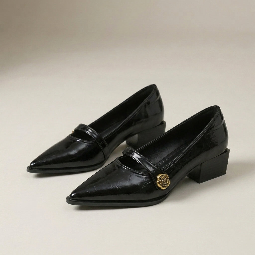 Vienna Pointed Toe Mary Jane Heels with Elegant Minimalist Strap
