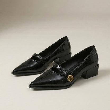 Vienna Pointed Toe Mary Jane Heels with Elegant Minimalist Strap