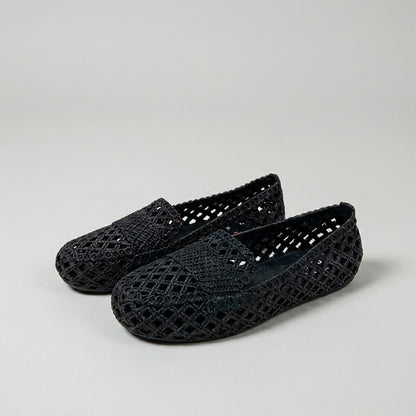 Woven Cutout Slip-On Ballet Flats