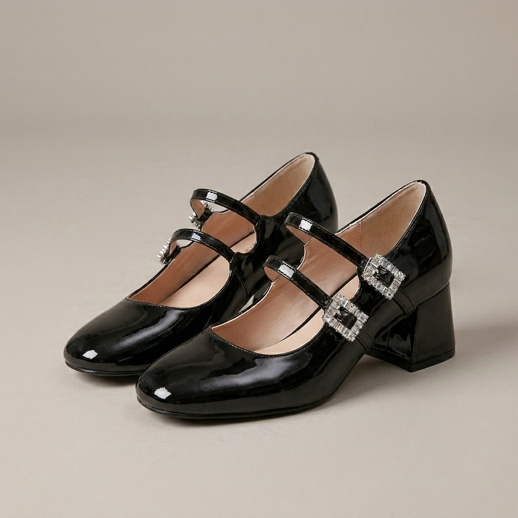 Chic Double Strap Mary Jane Heels with Polished Feminine Silhouette