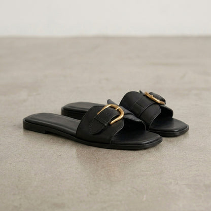 Buckled Slide Sandals with Minimalist Coastal Luxe Design
