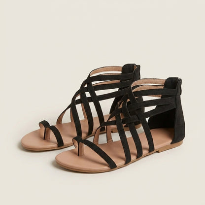 Chic Strappy Gladiator Sandals with Back Zip Closure
