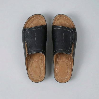 Luxury Leather Orthopedic Wedge Sandals with Open-Toe Slip-On Design