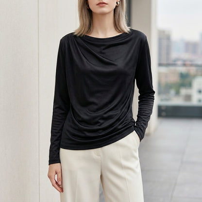 Drape Blouse with Elegant Relaxed Long Sleeve Fit