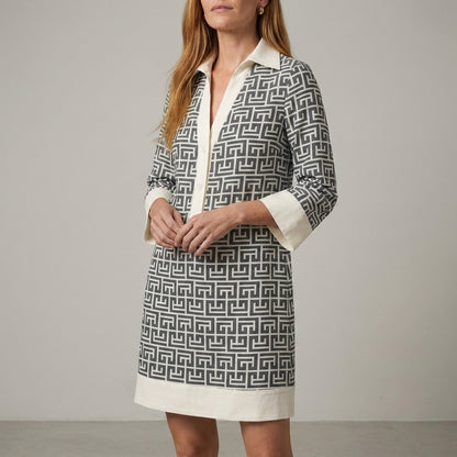 Riviera Printed Collared Shift Dress
