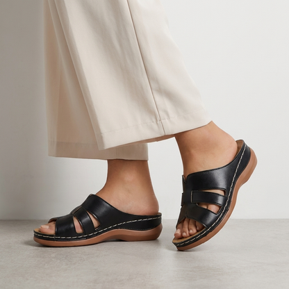 Arch Support Slide Sandals with Sculpted Wedge Sole for Daily Wear