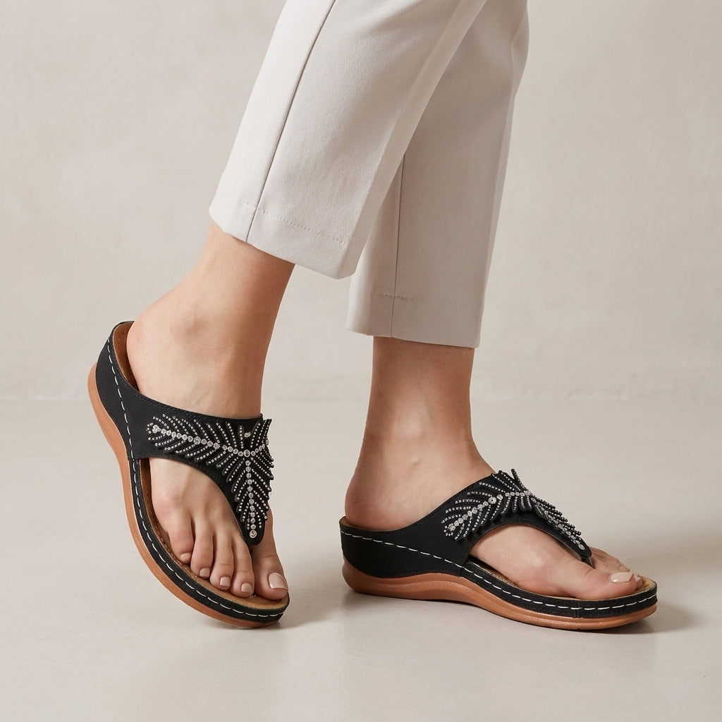 Crystal Embellished Comfort Thong Sandals for Everyday Elegance