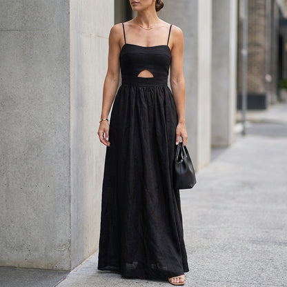Elegant Cutout Maxi Dress with Flowing Feminine Modern Silhouette