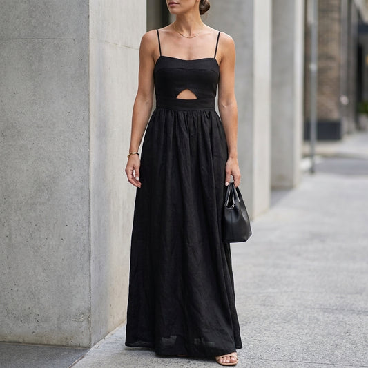 Elegant Cutout Maxi Dress with Flowing Feminine Modern Silhouette