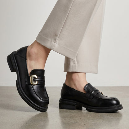 Midnight Luxe Gold Accent Slip-On Loafers for Effortless Elegance