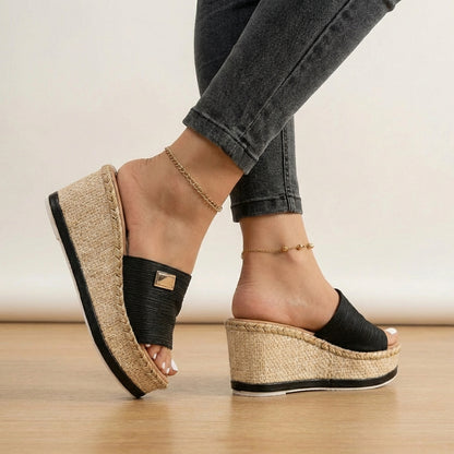Textured Strap Espadrille Wedge Sandals