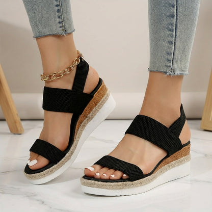 Espadrille Platform Orthopedic Sandals with Elastic Straps