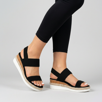 Comfort Wedge Sandals with Elastic Support Straps