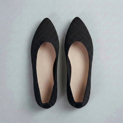 Textured Chevron Knit Pointed Toe Slip-On Flats for Refined Everyday Elegance